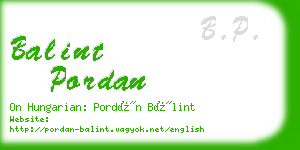 balint pordan business card